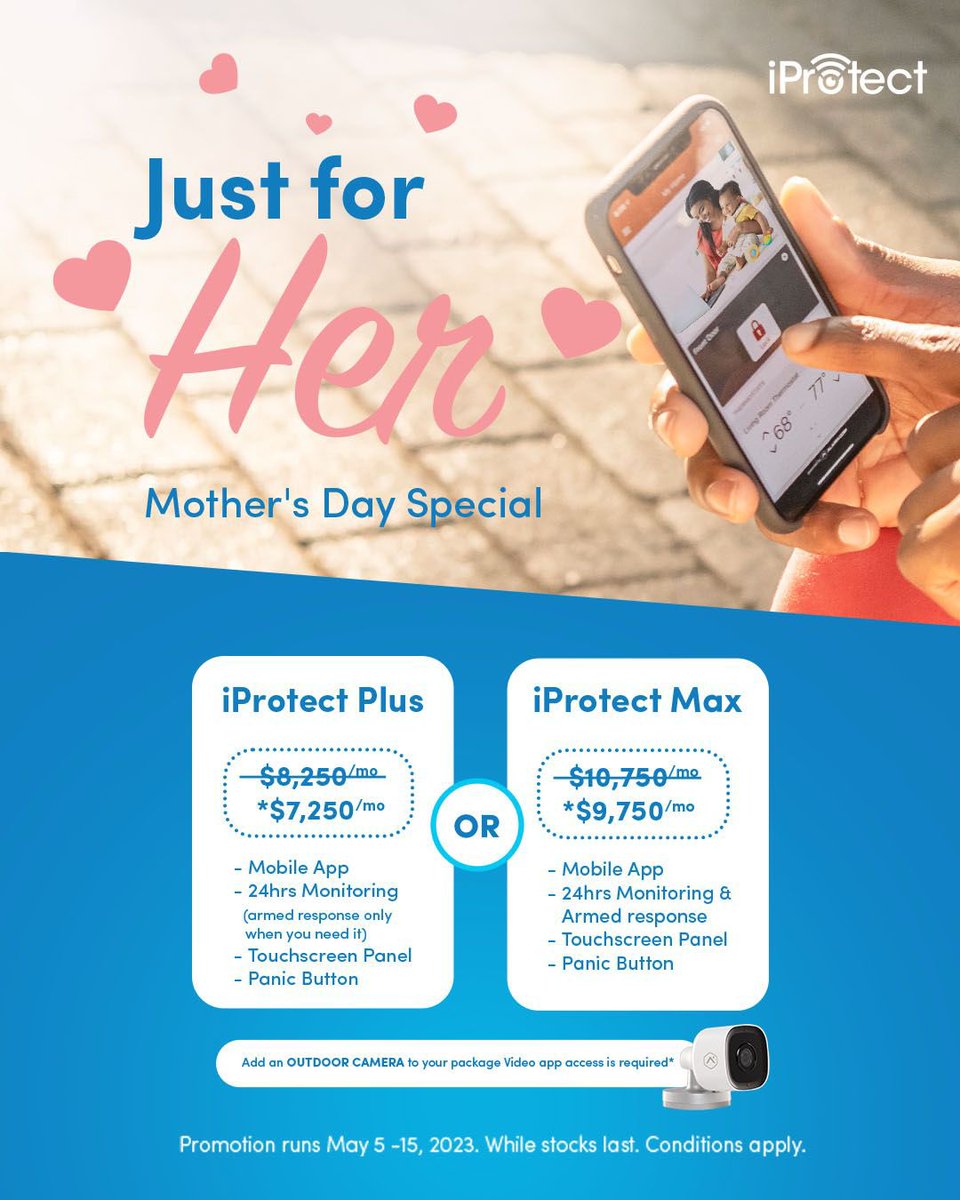 GuardsmanGroup's tweet photo. For a limited time, take advantage of our Mother's Day special and get discounted rates on our security packages.

Don't wait, show her your love and keep her safe with iProtect! 

WhatsApp 1876-322-SAFE (7233)⁣ to get started!

#iProtect #iProtectPlus #iProtectMax #BeSafe https://t.co/LsuCpAP0Ct