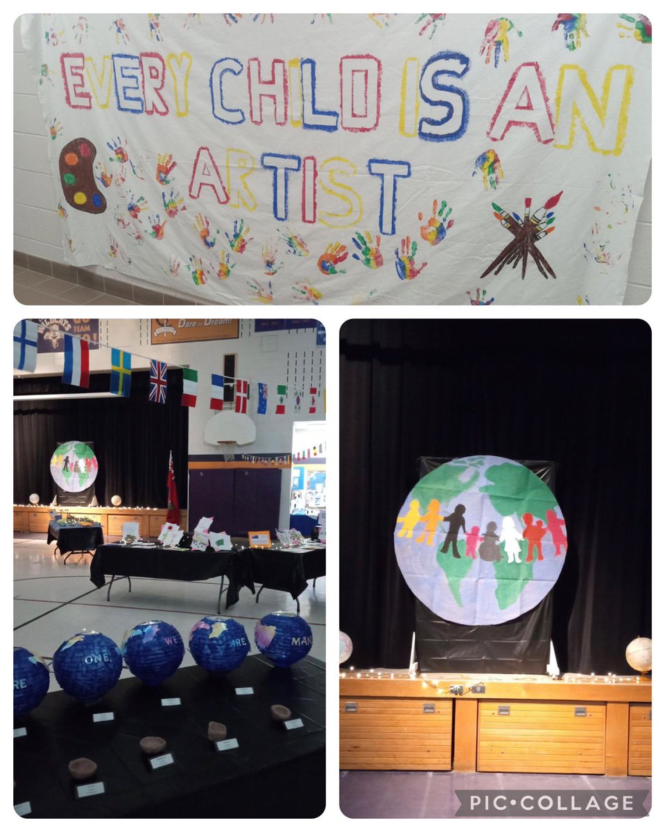 AllSaintsLib's tweet photo. What a wonderful evening we had celebrating We Are One, We Are Many for #CatholicEducationWeek. The Art Show showcased our students’ 3D and 2D art honouring artists and styles from around the world. @AllSaintsDPCDSB https://t.co/w0pgMZlcWd