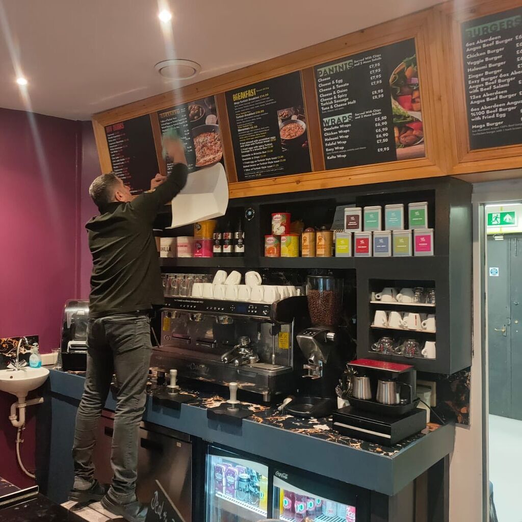 BigPrintShop01's tweet photo. Just sent in by what’s app. Our customer fitting his new block out black back vinyls to cover the old menus. Best of luck Hasin and thanks for your business 🙌🏻🙌🏻🙌🏻 https://t.co/hqLvToxywn https://t.co/CQBoNQvoNh