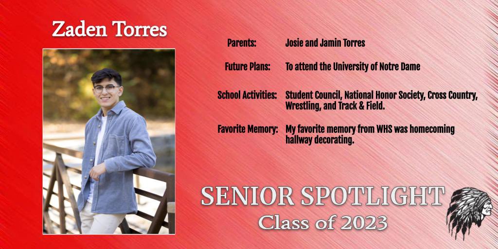 WauseonHigh's tweet photo. Senior Spotlight - Zaden Torres #WauseonPride https://t.co/SEsYrewBeY