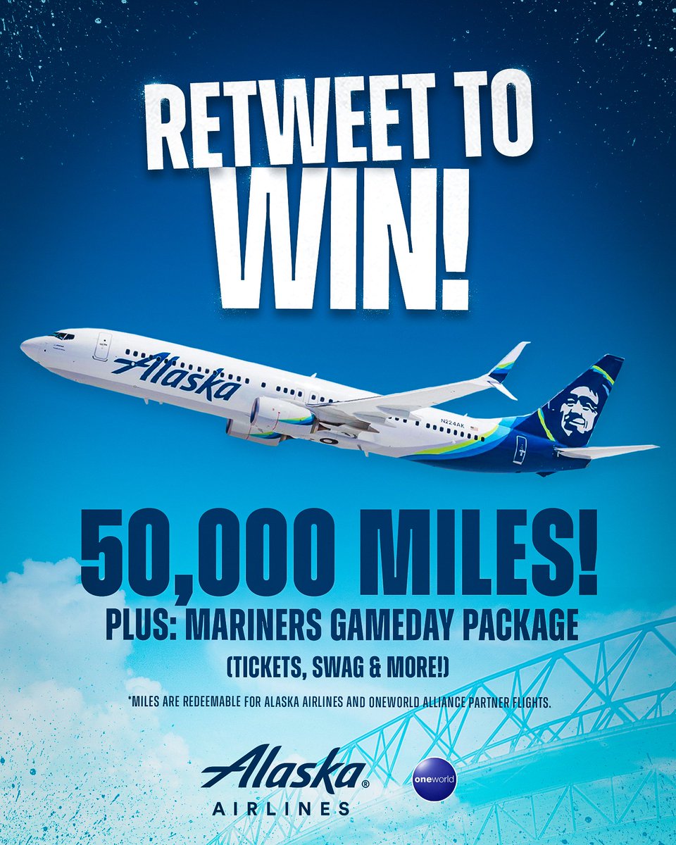 🛫 RT TO WIN 🛬 It’s another #FlyFlyAwaySweepstakes! Hit retweet for a shot at 50,000 @AlaskaAir miles + a gameday package! atmlb.com/40TsU7X