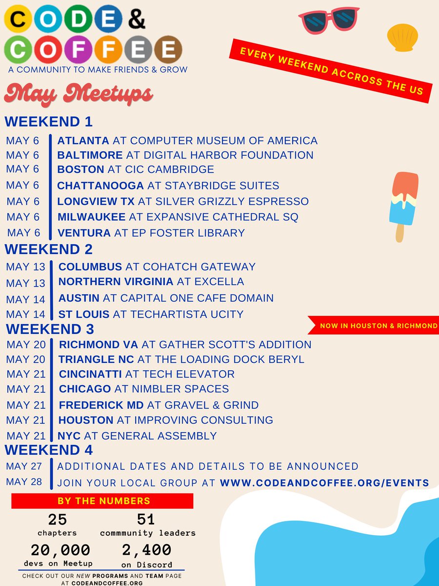SteveChenDC's tweet image. #CodeAndCoffee May events!
