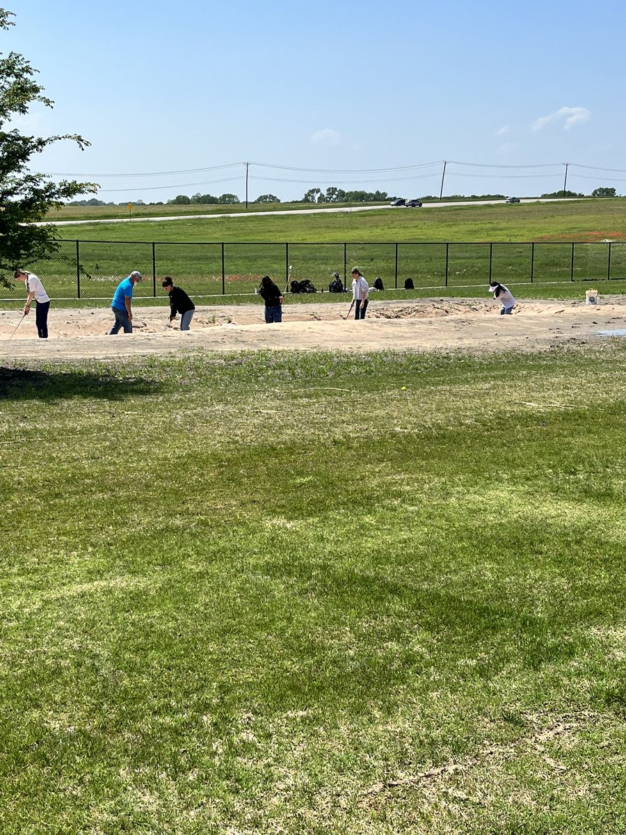 Golf team trying out our new practice sand trap! Thanks Scott Conrad and the SISD Maintenance Department.