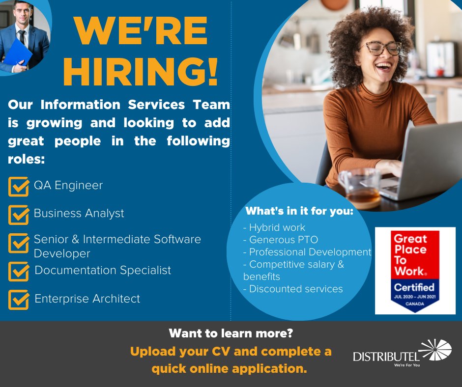 Marko_Larabie's tweet photo. Tough time for those who were affected with the #Shopifylayoffs
I'm the TA Manager at @Distributel. Our IS team is growing! I invite those affected to check out this temp posting that we've designed for people to upload their CV.
https://t.co/R0WTzEshCM https://t.co/jCLac9OoBB
