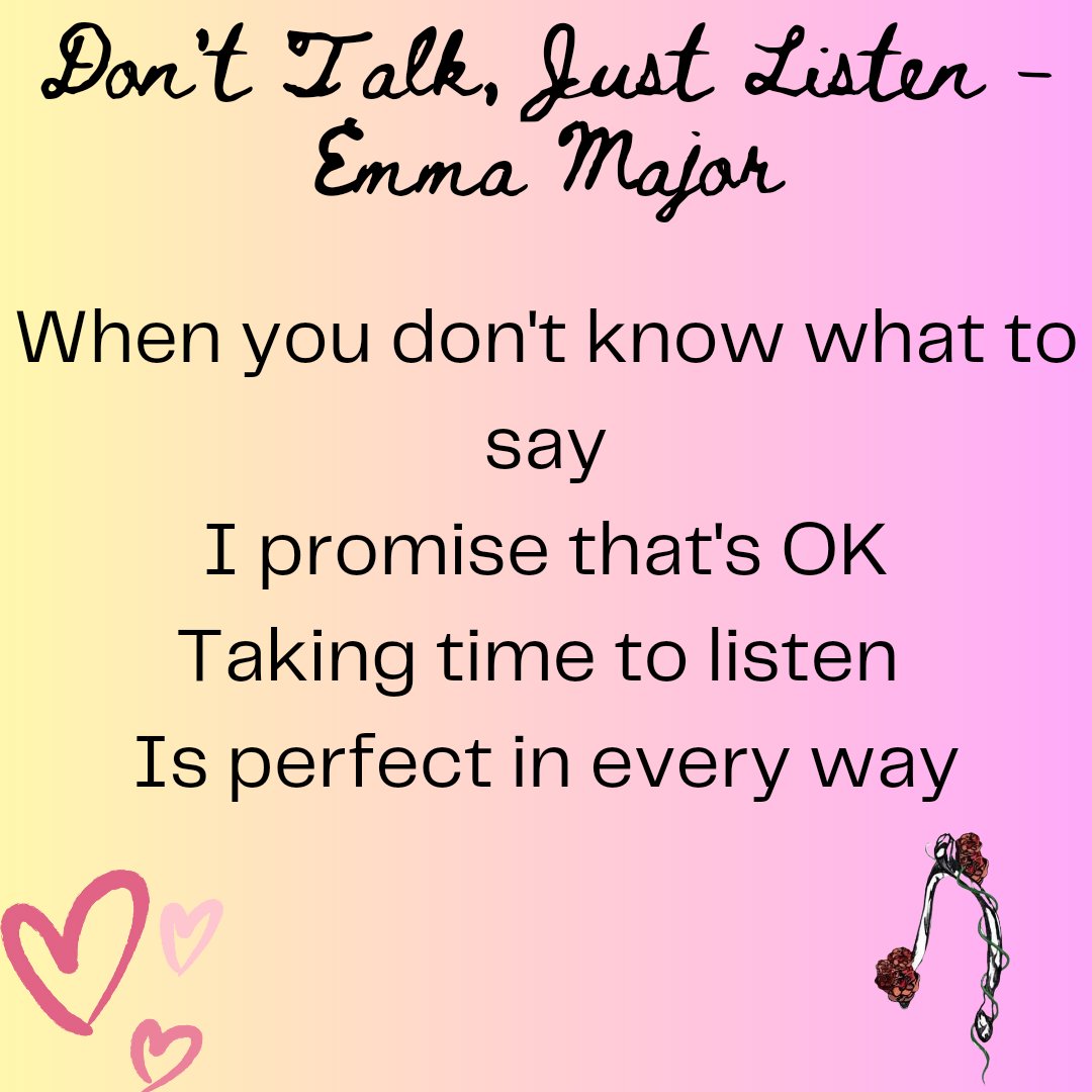 Sometimes, the best way you can support someone having a rough day is just by lending a listening ear and a shoulder to cry on. Love this poem from <a href="/emmuk74/">emma major</a> in our brand new issue, you can find it on our website now! 🤍