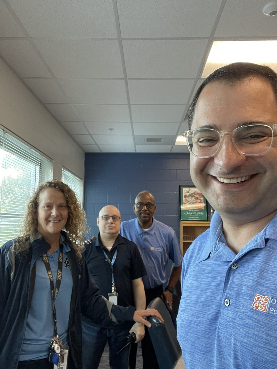 DrMarkShanoff's tweet photo. Myron and I Started #FiveVisitFriday with Jackie Ramsey at @DrPhillips_OCPS! This school is historic for so many reasons, but the view of Hogwarts from the parking lot makes it one of kind! Thanks for talking tech with us! @OCPSnews @JMartinez_OCPS https://t.co/AXnPN5Lr3C