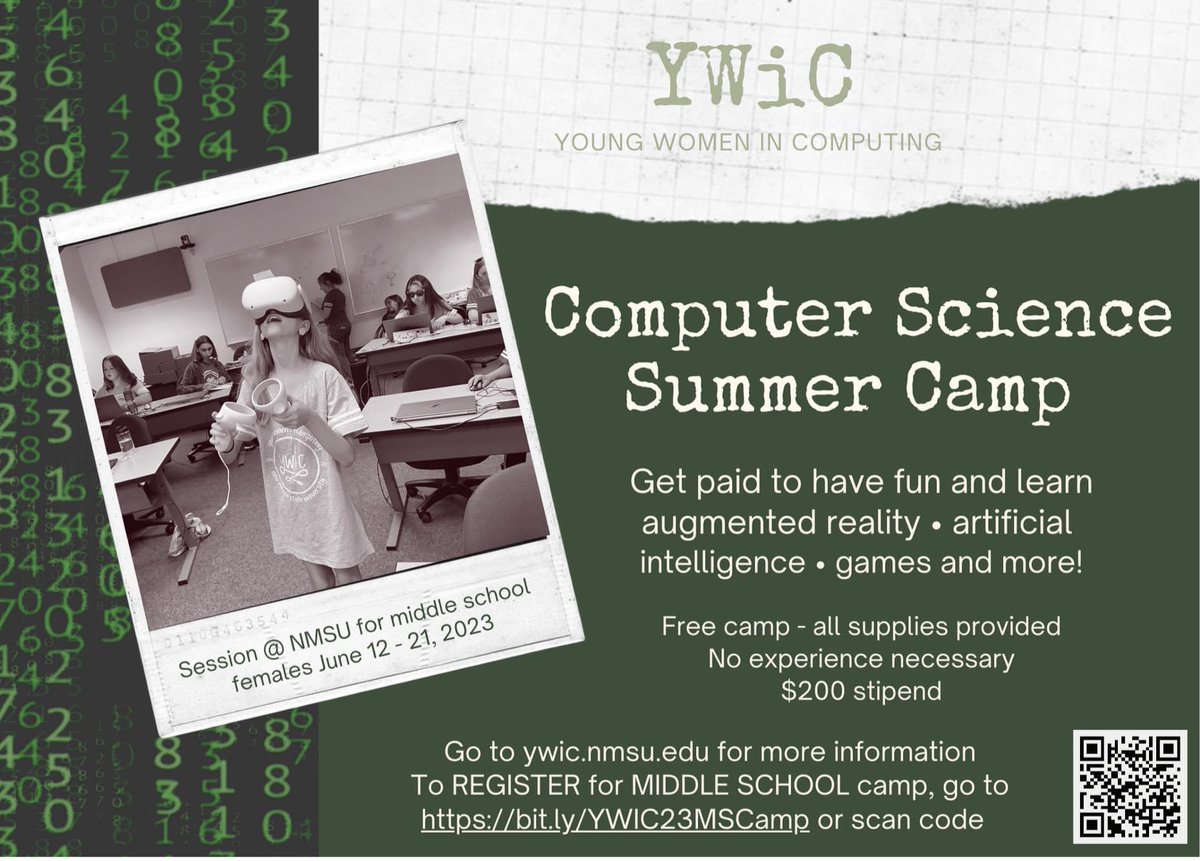 Young Women in Computing middle school camp is open for registration