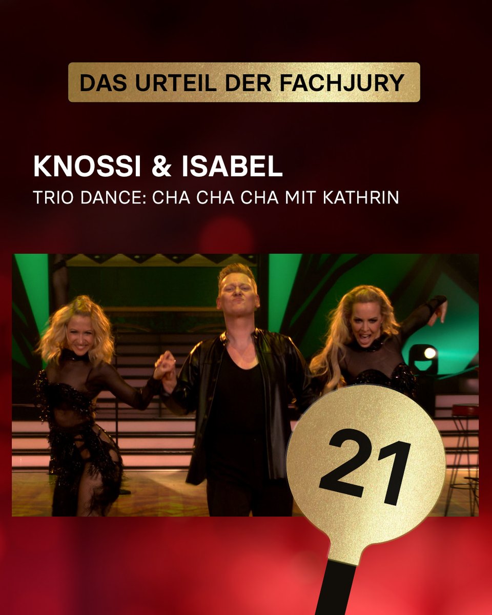 RTL_com's tweet photo. Cool, cooler, Knossi 😎 Wie hat euch der lässige Trio-Cha Cha Cha von Knossi und seinen beiden Ladys Isabel und Kathrin gefallen? #LetsDance #RTL #Knossi #IsabelEdvardsson #KathrinMenzinger #ChaChaCha #TrioDance #Tanzshow https://t.co/9mJJ66xQW3