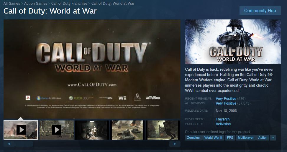 Call of Duty: World at War Steam Account