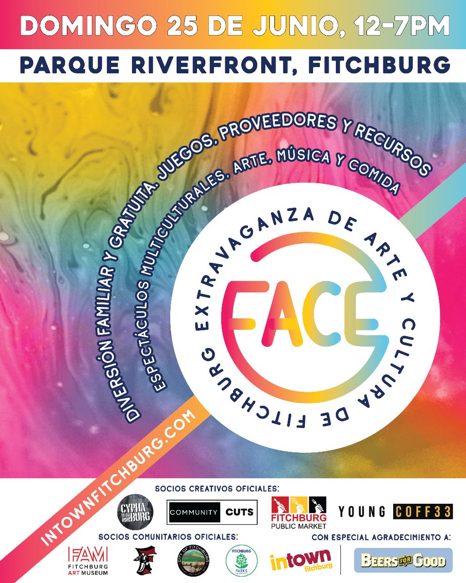 Come and experience a community united by its diversity! #Fitchburg #FACEFestival @fitchburgpublicmarket (ig) @cyphaindaburg (ig) @youngcoff33 @communitycuts_ma (ig) @FitchburgArtMuseum <a href="/FitchburgPS/">Fitchburg Public Schools</a>  <a href="/CityofFitchburg/">City of Fitchburg MA</a> (ig) <a href="/intownfitchburg/">InTown Fitchburg</a> @fitchburgparksandrec (ig) <a href="/beersforgood/">Beers For Good🍻</a>