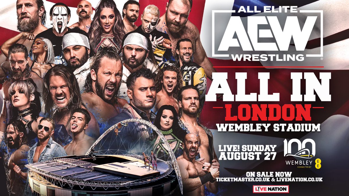 Thanks to amazing support from our fans, #AEWAllIn London @wembleystadium has sold 60,000 tickets for £6.1M ($7.7M)!
This is one of the greatest success stories in wrestling history!
There are still great seats that are on sale NOW!
See you all on 27/8/23!
ticketmaster.co.uk/event/23005E93…