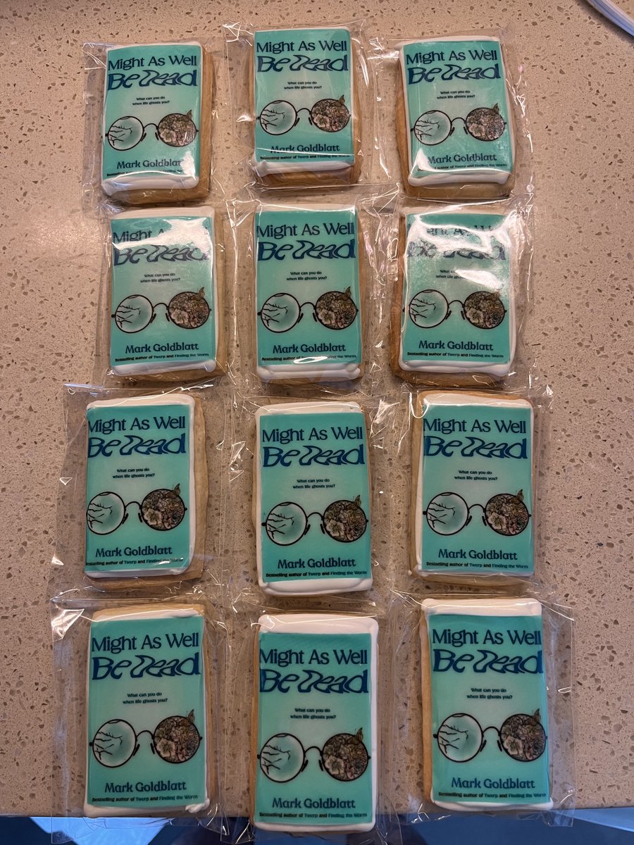 MarkGoldblatt's tweet photo. Publicist for new middle-grade novel sent along these (hypothetically) delicious, gluten-rich, cookies to celebrate the launch of my new book. #MGfiction #Beatles #JohnLennon #MentalHealthAwarenessMonth #copingwithtrauma https://t.co/Mk1HKMhRjO