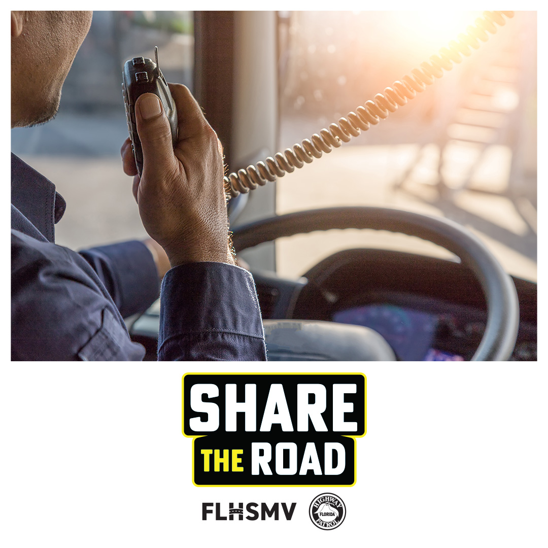 Commercial motor vehicle drivers work relentlessly to move much-needed supplies across the state and beyond. 

SHARE THE ROAD by giving CMVs courtesy and space as you safely pass, stay out of their no-zones, and be sure to #ThankATrucker.
flhsmv.gov/ShareTheRoad