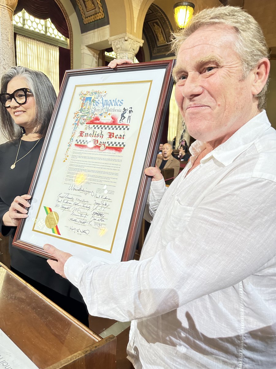 Oyez, oyez...!  It has been decreed, In LA City Hall  this morning, that May 22nd, 2023, shall be English Beat Day in the City of Los Angeles!  Very many thanks to Councilwoman Monica Rodriguez! @MRodCD7 x