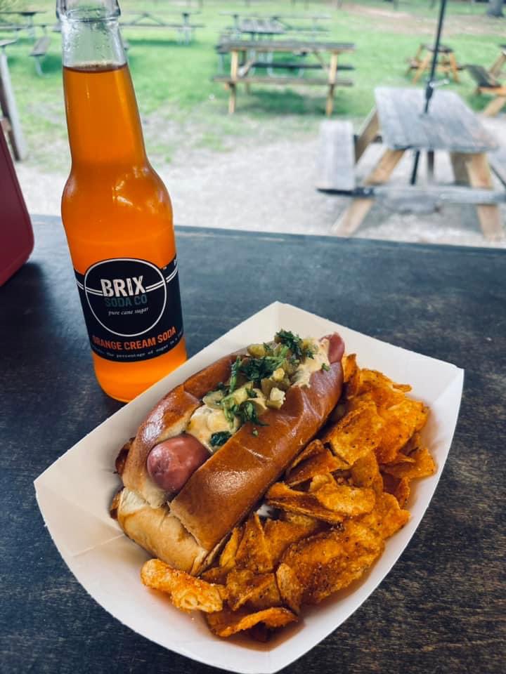 RustyDogz's tweet photo. Mexican Dog 🇲🇽🌭 with Street Corn dip, Jalapeños and Cilantro 
📍Indian River, MI https://t.co/Zs3f65UgM6