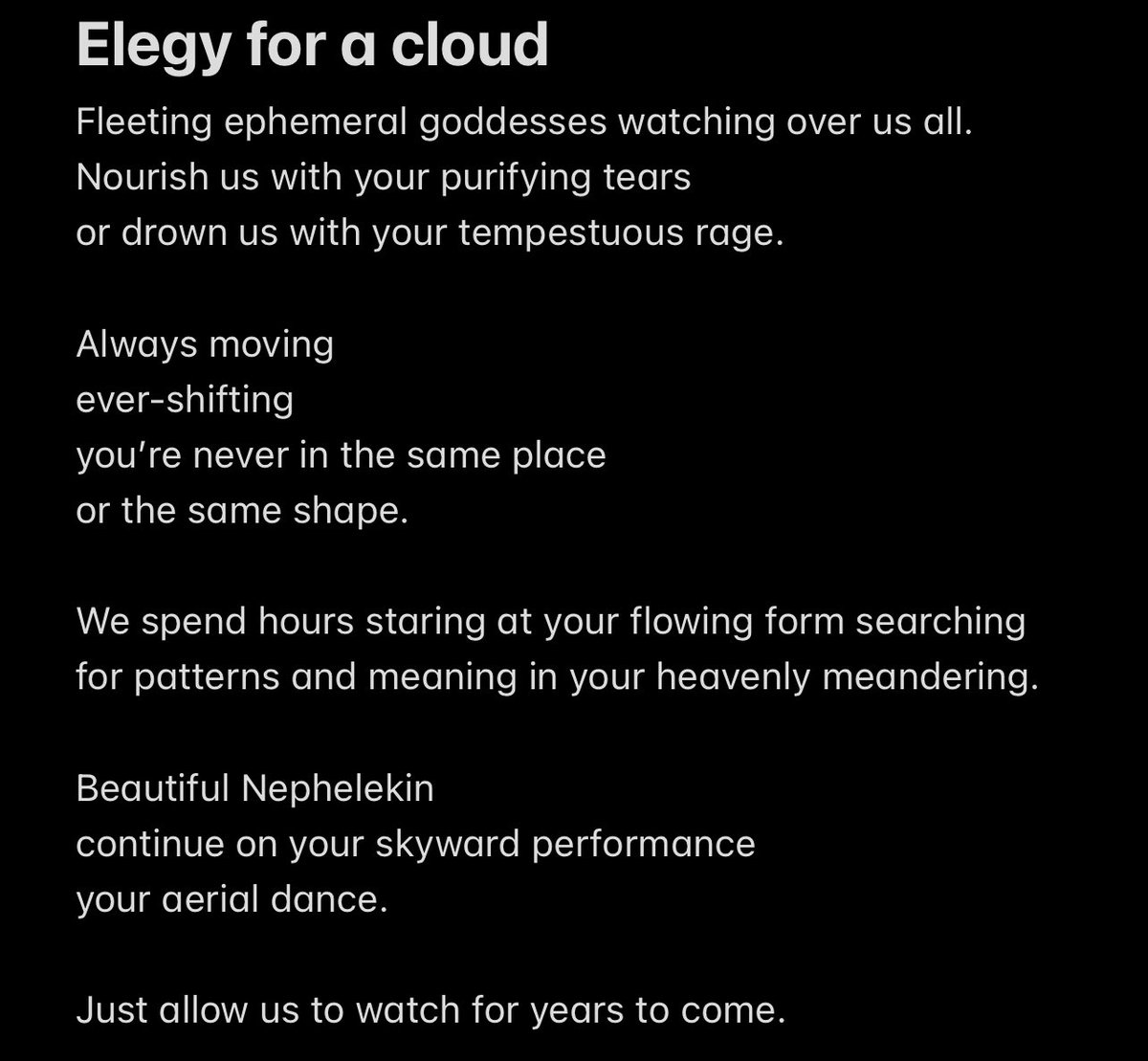 Nice little summer poem I wrote a while back, hope you get some inspo from looking at the clouds too!
#poem #clouds #queerwriter