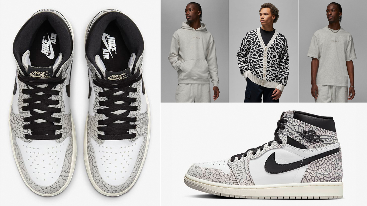 Air jordan 1 retro top high white elephant print
