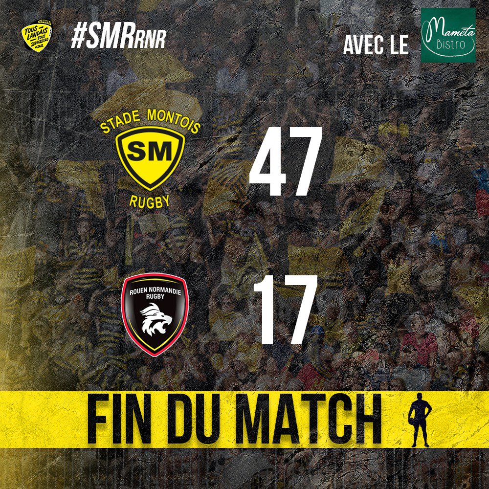 SMR_Rugby's tweet photo. 𝐒𝐂𝐎𝐑𝐄 𝐅𝐈𝐍𝐀𝐋
avec le Maméta Bistro 

Victoire de nos Landais pour cette dernière à Boniface!
Avec le bonus offensif, les montois terminent à la 3ème place du championnat !!

Place aux barrages !!!

#Ensemblepourlaphasefinale 
#Icicestlerugbyquinousunit #rugby #SMRRNR https://t.co/Y3lHgDQi37