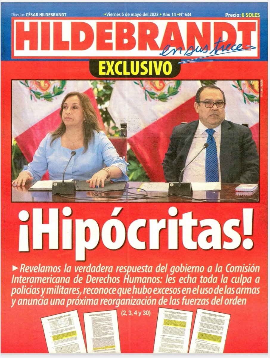 El desgobierno de Boluarte con doble discurso, afirma a la CIDH que son responsables las fuerzas armadas y los efectivos policiales de las muertes ocurridas desde diciembre del 2022, luego a los peruanos les dicen que nadie es responsable. Tremenda cobardía de la dictadura.