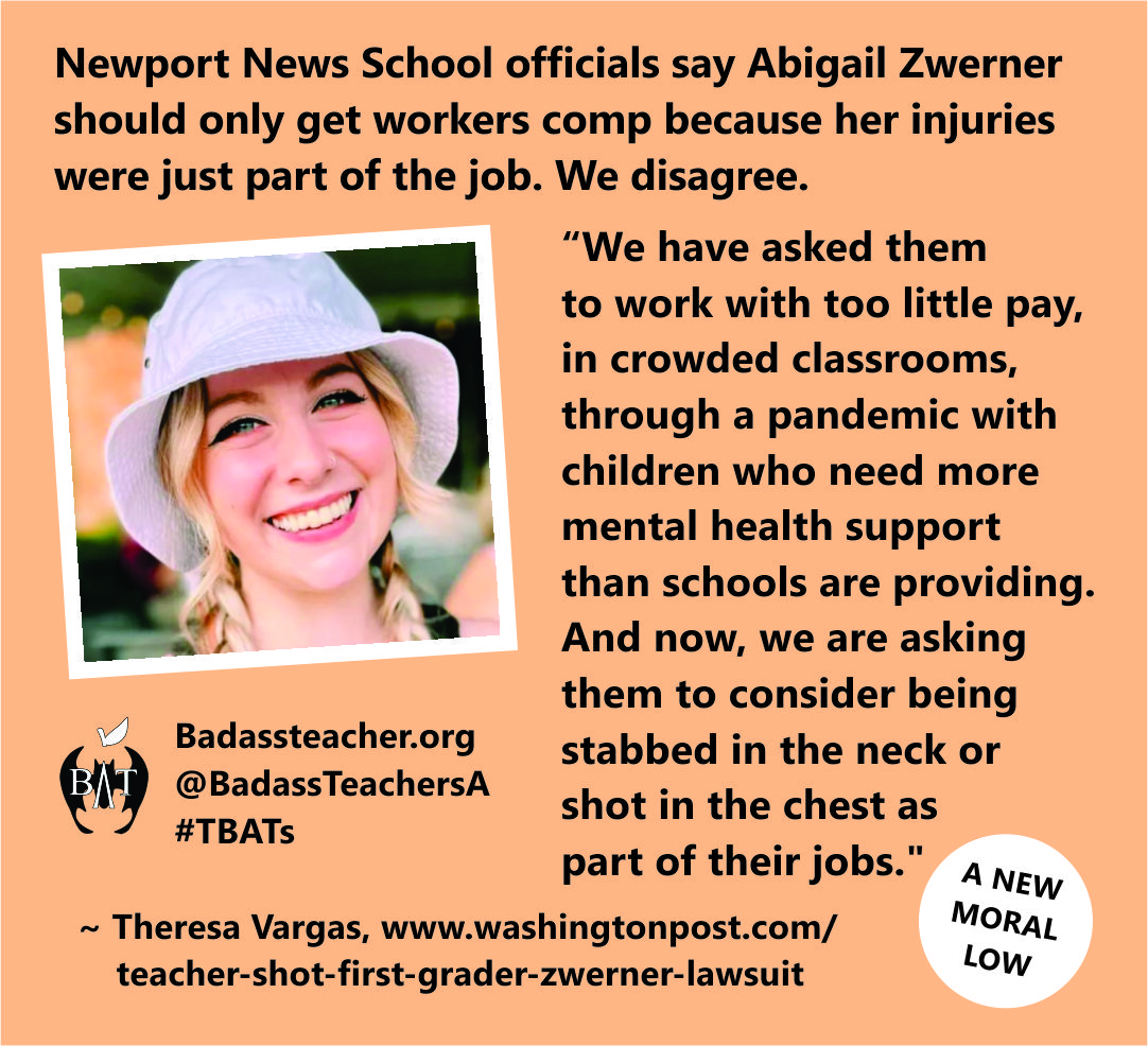 Badass Teachers Asso (@badassteachersa) on Twitter photo Piling trauma on top of trauma. washingtonpost.com/dc-md-va/2023/…
<a href="/nnschools/">Newport News Schools</a> <a href="/VirginiaBATs/">Virginia BATs</a> #ItsTheGuns #StopGunMassacres #TBATs <a href="/BATsDelaware/">DE BadassTeachers</a> <a href="/MarylandBAT/">Maryland BAT</a> <a href="/BATs_DC/">DC BATs</a> <a href="/MemphisbatBa/">TennesseeBATs</a> <a href="/KentuckyBATs/">Kentucky BATs</a> <a href="/FLBATsA/">@FLBATs</a> <a href="/GeorgiaBATs2/">@GeorgiaBATs</a> Piling trauma on top of trauma. washingtonpost.com/dc-md-va/2023/…
<a href="/nnschools/">Newport News Schools</a> <a href="/VirginiaBATs/">Virginia BATs</a> #ItsTheGuns #StopGunMassacres #TBATs <a href="/BATsDelaware/">DE BadassTeachers</a> <a href="/MarylandBAT/">Maryland BAT</a> <a href="/BATs_DC/">DC BATs</a> <a href="/MemphisbatBa/">TennesseeBATs</a> <a href="/KentuckyBATs/">Kentucky BATs</a> <a href="/FLBATsA/">@FLBATs</a> <a href="/GeorgiaBATs2/">@GeorgiaBATs</a>