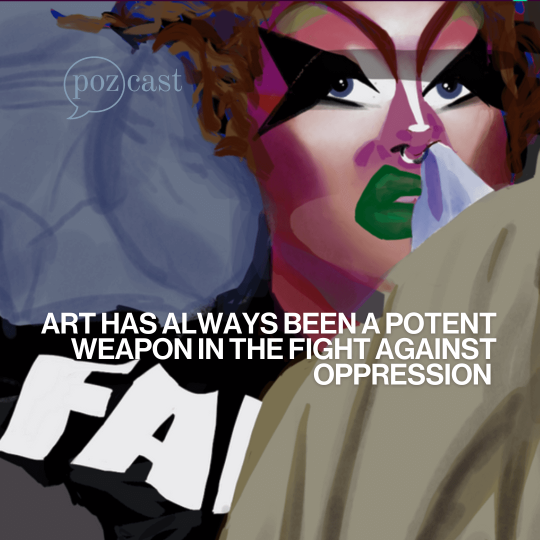 _positiveeffect's tweet photo. Art is a weapon in the fight against oppression &amp; HIV stigma.  Learn how Badass Canadian artist Mikiki uses art to smash HIV stigma and build a more inclusive world in this must-listen pozcast encore episode https://t.co/DbX9T4xZzV 🎨🔥  #ArtActivism #HIVSmashdown #DiversityRules https://t.co/OA6qpYA2Ww