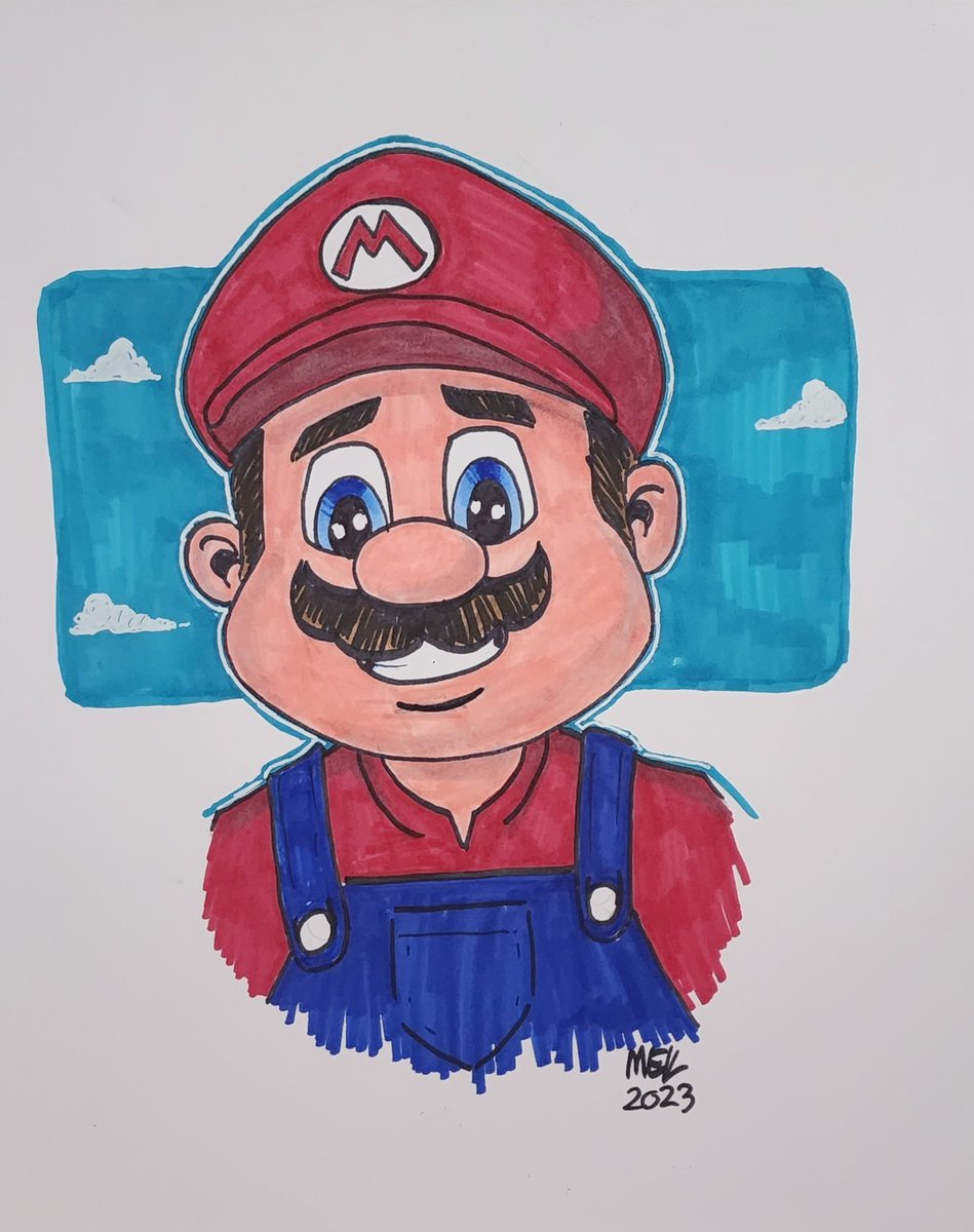 MEK71's tweet photo. Mario marker drawing! #supermario https://t.co/tJCEUvqJ0w