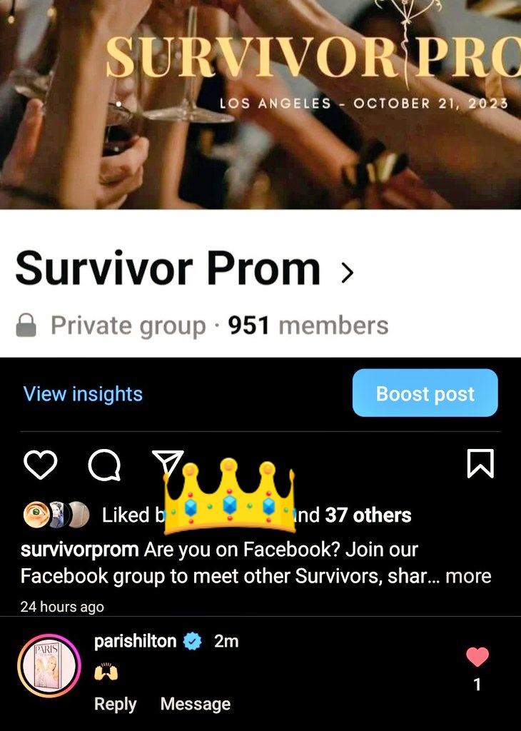 SurvivorProm's tweet photo. It's like she's trying to tell us something I know it... 
Join our Facebook Group for Survivor Prom! 
#parishilton #thatshot #thisisparis #sicaa #thisiswhoiam #survivorprom #breakingcodesilence #unsilenced #iseeyousurvivor https://t.co/JdU2svzu3A