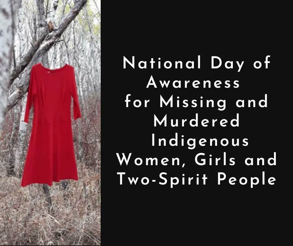 Today is Red Dress Day, also known as the National Day of Awareness for Missing and Murdered Indigenous Women and Girls and Two-Spirit People. Wear Red. Take time to learn more and take action. #MMIWG2S