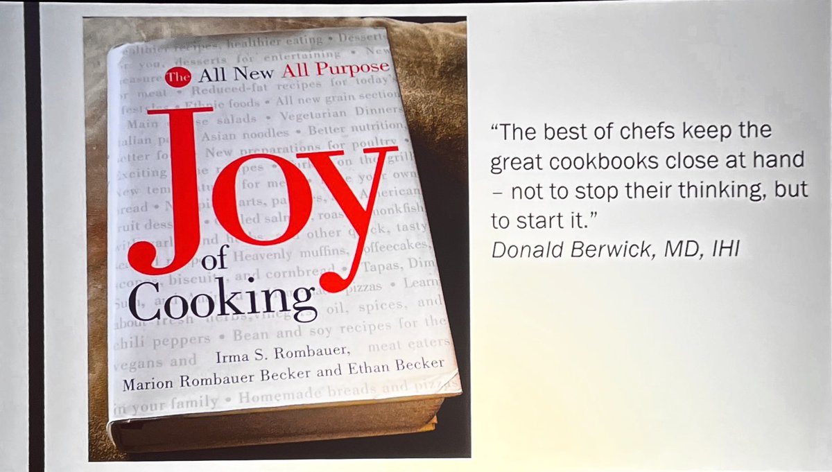 AI can deal with big numbers but some big concerns. Objections: Can’t protocolize everything, cookbook medicine, skill loss. A reminder that best chefs keep cookbooks close to start them thinking rather than replace thinking (@Nigella_Lawson may or may not confirm - @GongGasGirl…