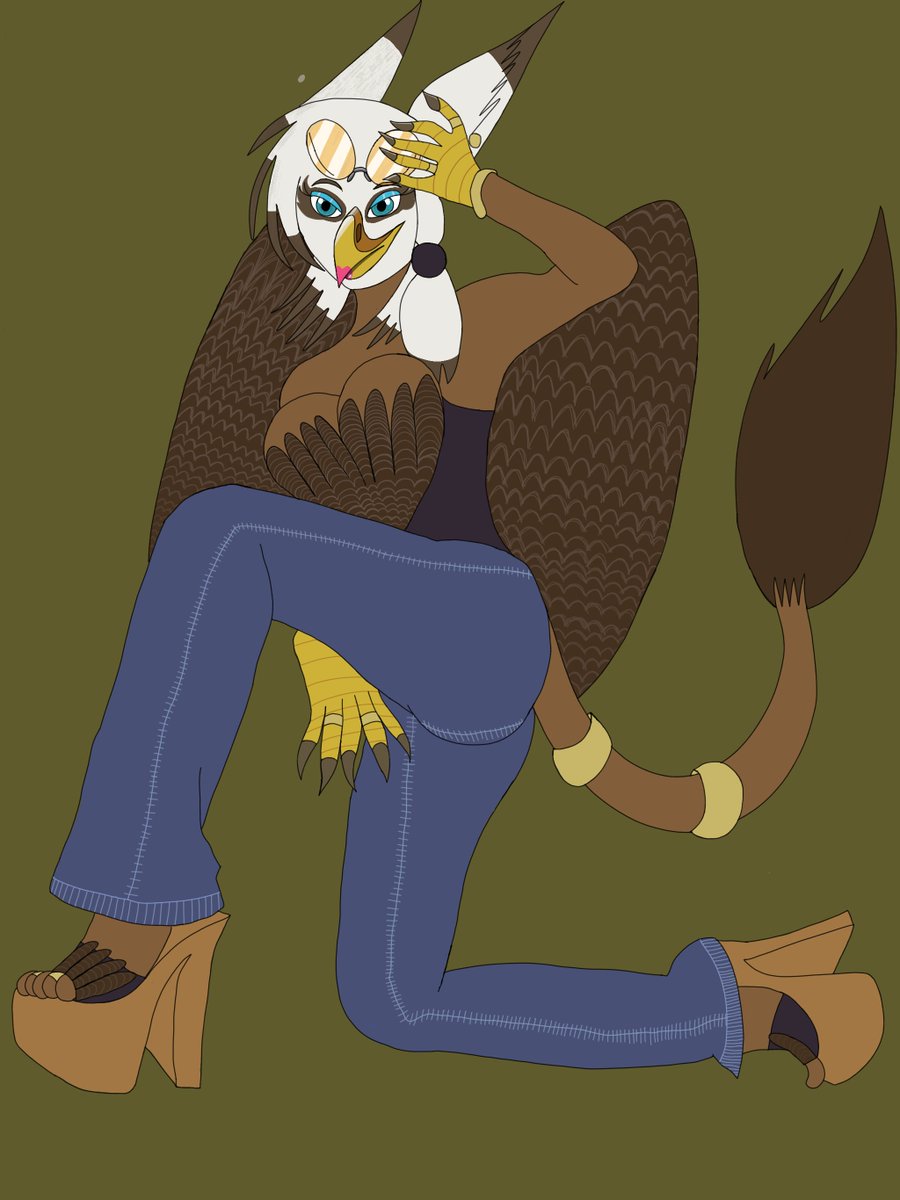 My art in progress of Gryphina Curvehook the Female Gryphon, as I am almost done coloring her, as now I am starting to add patterned texture, as I want it to look like I spent anywhere from days to weeks on it, as I am a professional! #gryphinacurvehook #Gryphina #GryphonPride