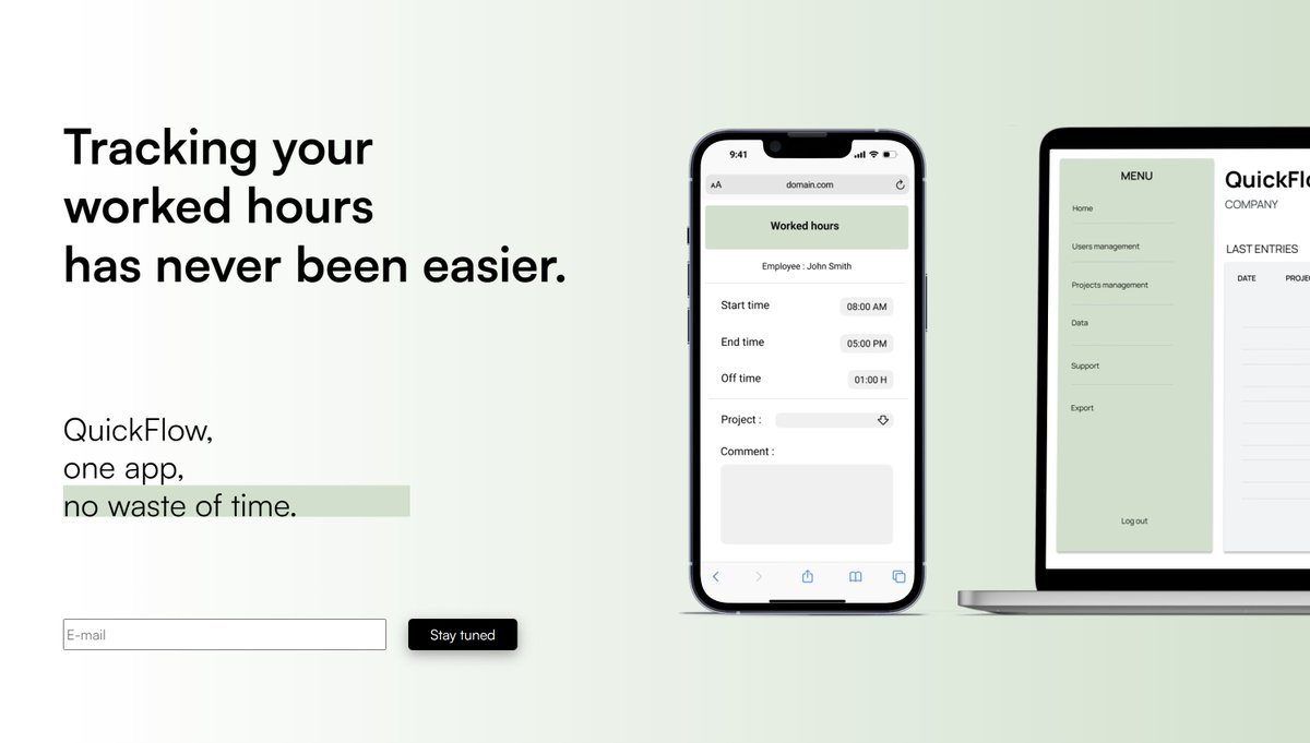 0xBLR19's tweet photo. LANDING PAGE INCOMING 🛬

First section done, I'll explain more about the product when scrolling down. 

What do you think about that first impression?

#QuickFlow #buildinpublic #landingpage #saas #b2b https://t.co/YSfJnRkLfp