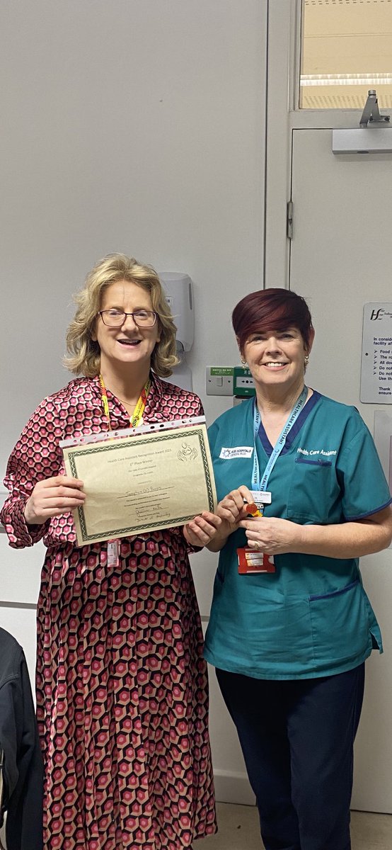 We couldn’t do our work without the support of our Healthcare Assistant Colleagues and the HCA recognition award went to Jo Burns <a href="/OLOLMat_Unit/">@OLOLMaternityUnit</a> a deserving recipient <a href="/petrinadonnelly/">@donnellyp</a>