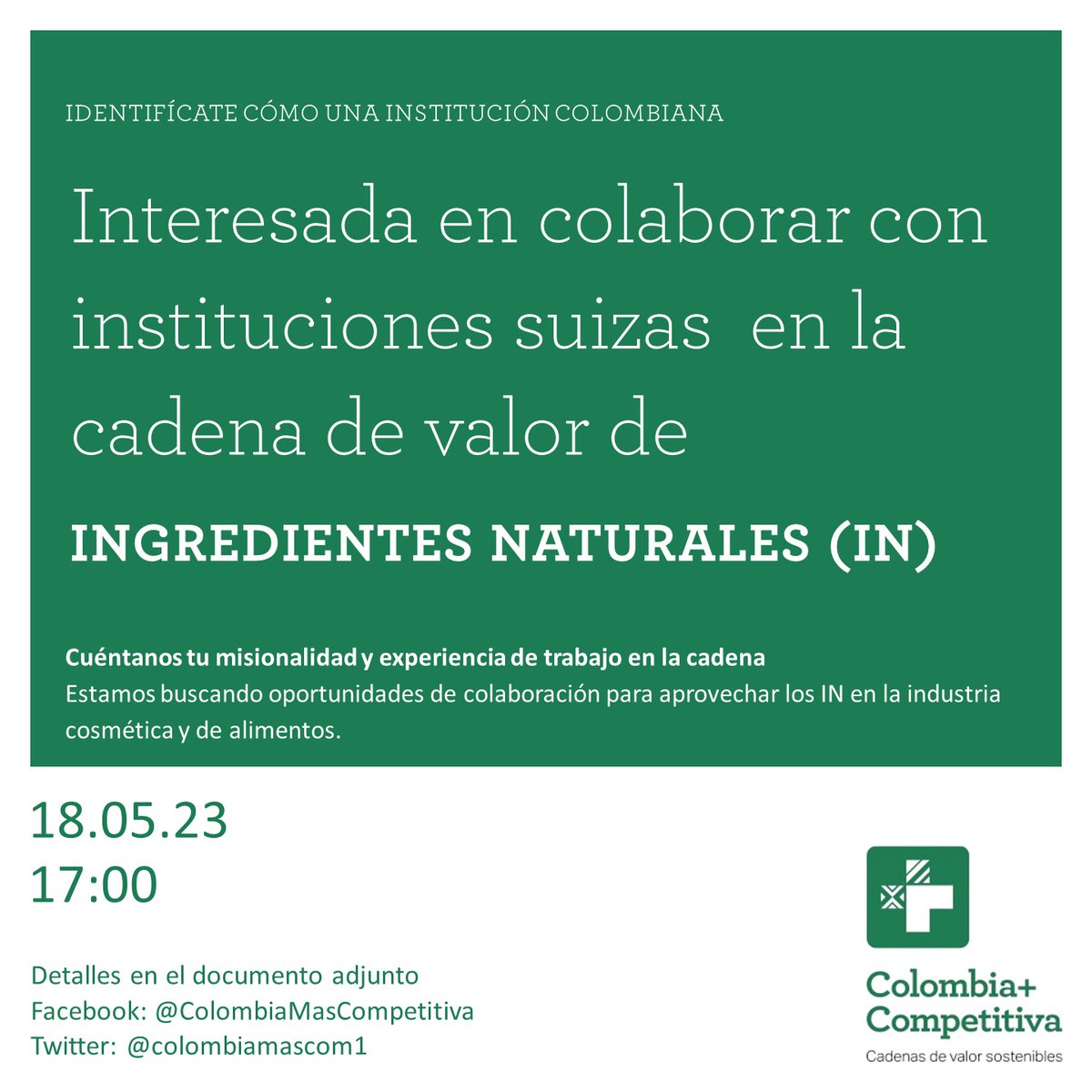 colombiamascom1's tweet photo. ¡Si haces parte o conoces una institución con estas características e interesada en fortalecer y consolidar la cadena #ingredientesNaturales identifícate!

Encuentra los detalles del llamado aquí:
👉 https://t.co/kbbIKTi2MA https://t.co/j3xDk8OYwb