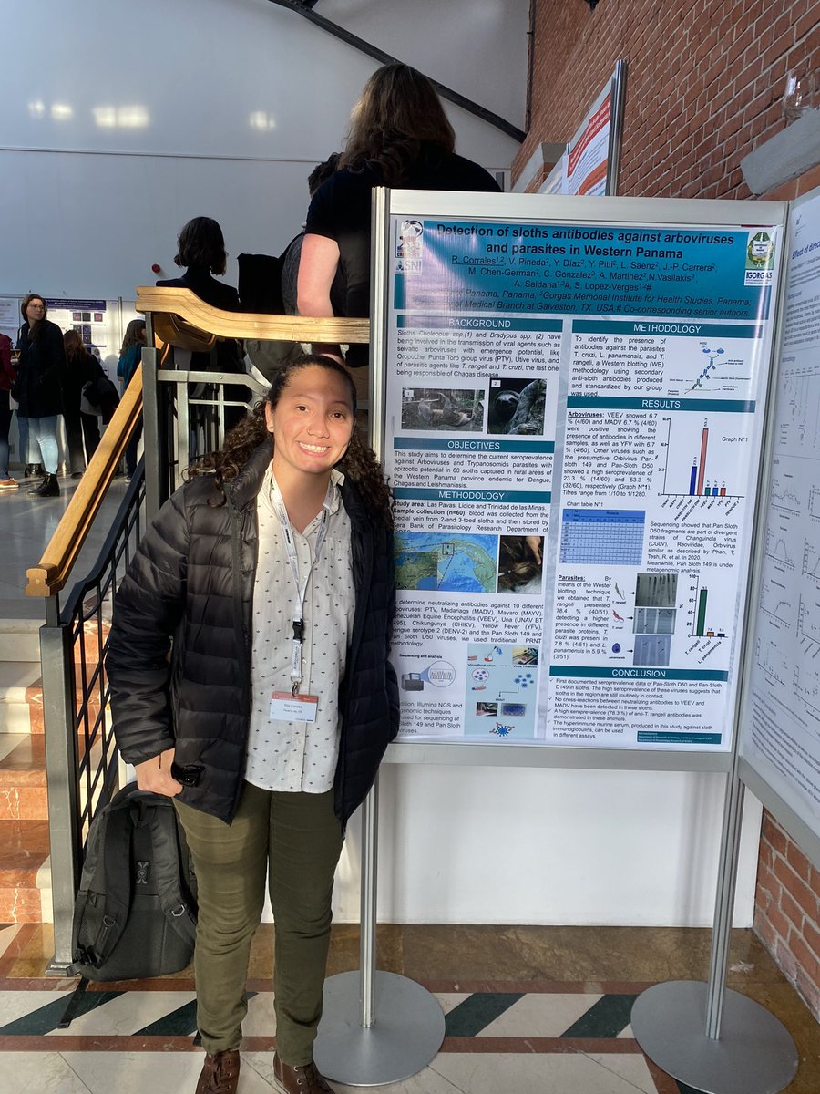 RCorranes's tweet photo. 8th European Congress of Virology, Happy to be here!! 🦠🔬🦥 PP056 #ECV2023 #Gdansk thanks to my mentor that always support me @SandraLpezVergs and everyone that is collaborating at this project #ICGES #UP #SNI #CreateNeo @InstitutoGorgas @UNIVERSIDAD_PMA @senacyt @create_neo https://t.co/UUvLCA95tZ