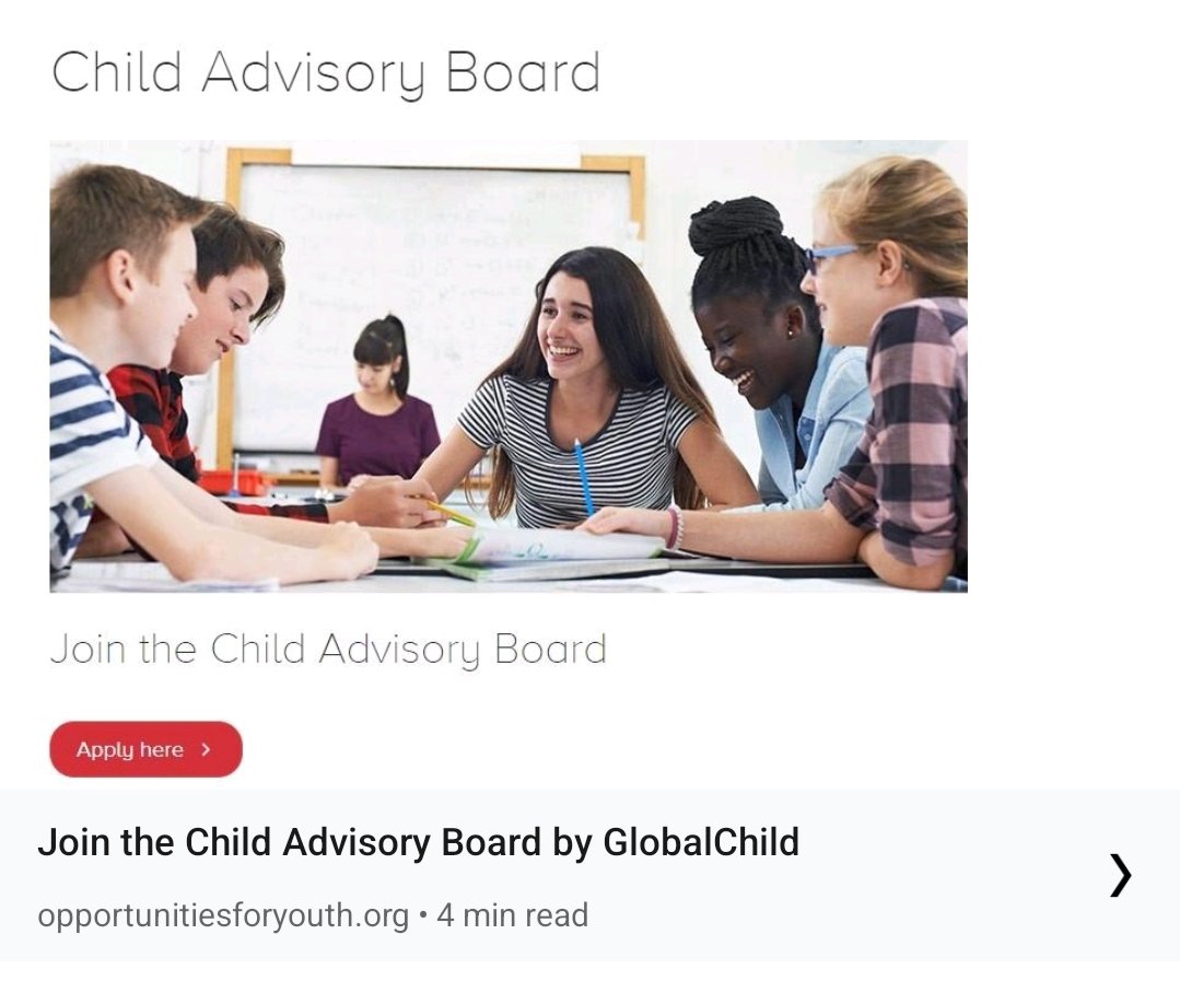 Apply to GlobalChild’s Child Advisory Board!

Visit  bit.ly/3VJnif1

Applications are DUE: May 15!

#humanrights #childrensrights #childparticipation #saintjohn #newbrunswickcanada #canada #experience #learning #research #projects