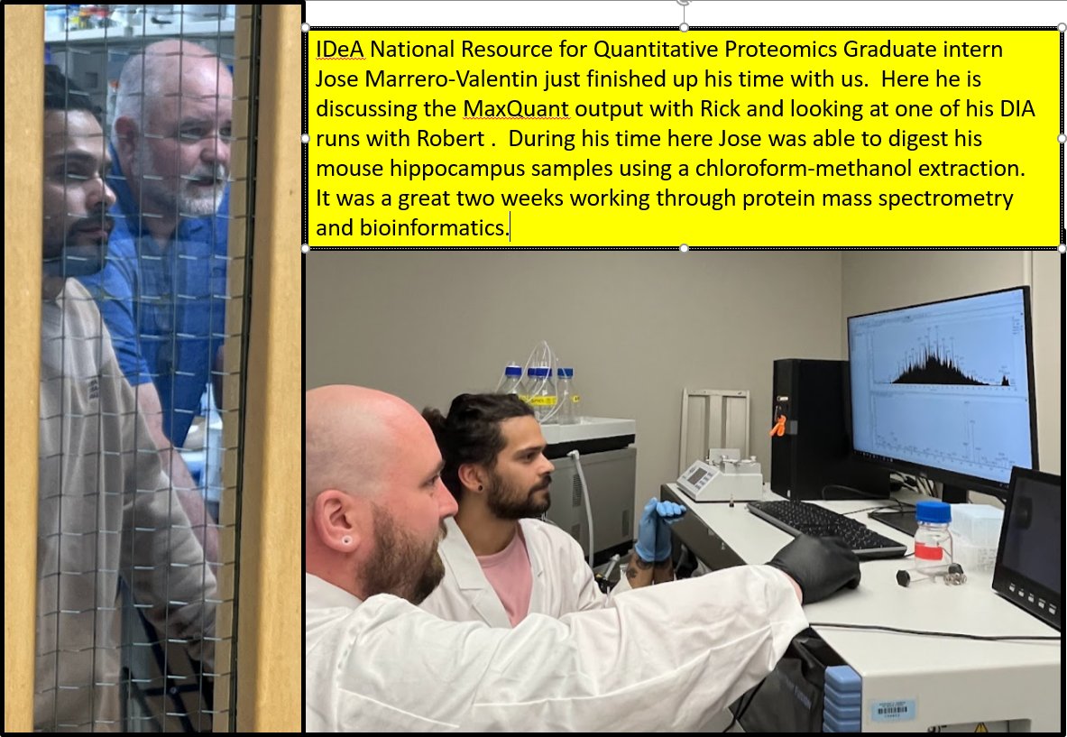 José Marrero Valentin, neuroscience graduate student, veteran of the US Army, and now Proteomics expert has finished his two week internship at the National Resource. His mouse model is investigating the proteomic changes associated with Gulf War Illness.  Great work José!
