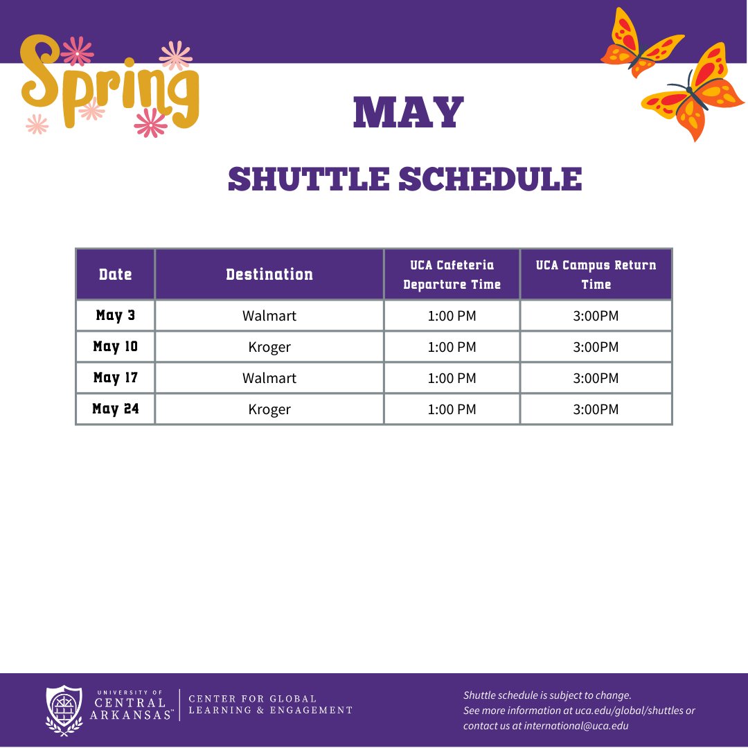 May Shopping Shuttle Update!
