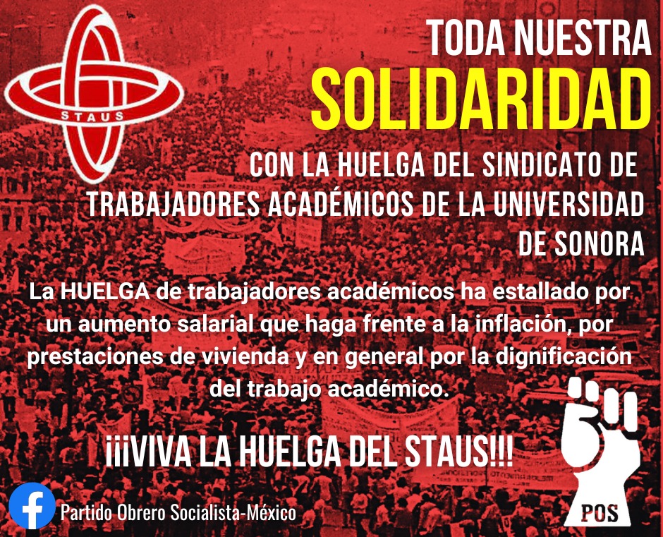 stausunison's tweet photo. El STAUS agradece el apoyo solidario del Partido Obrero Socialista- México y por el Frente de Pensionados y Jubilados de Sonora.

@pos_mx https://t.co/AVJ1Tw6Day