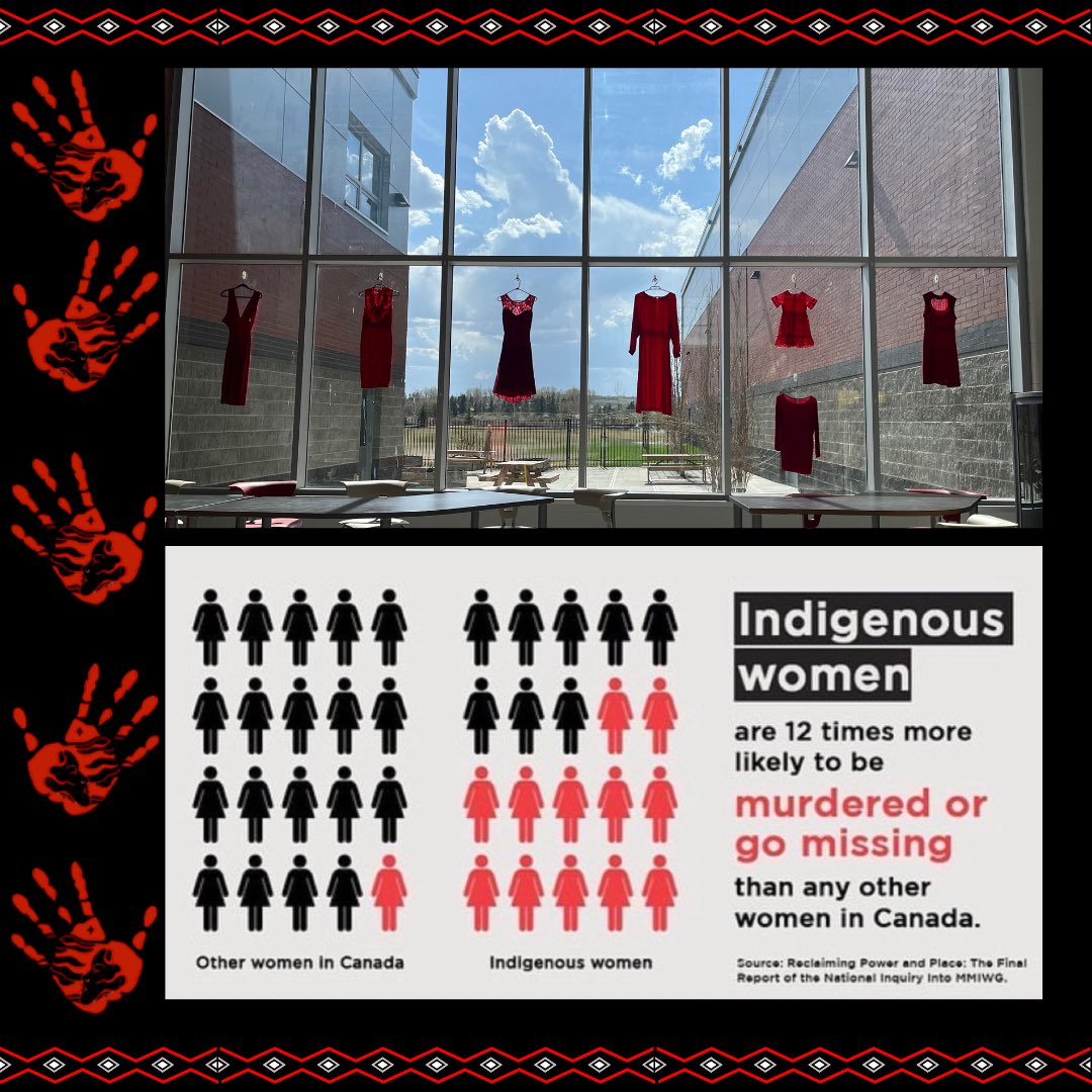 Thank you to Ms. Holeha for the Red Dress display in the school foyer on this day of national awareness for murdered and missing Indigenous women and girls. #MMIW #cssd #weareallsaints