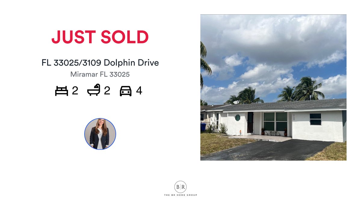 PatBorgCruz's tweet photo. 🛌 2 🛀 2 🚘 4
📍 FL 33025/3109 Dolphin Drive, Miramar, FL, 33025

My latest sale on RateMyAgent.

https://t.co/W5FmkQyAqM

...
#ratemyagent #realestate #Deedit_Realty_LLC https://t.co/Wm6xYg7rvl