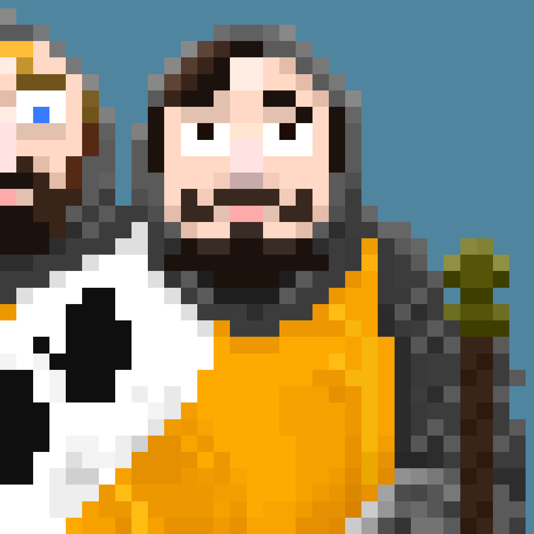 pixelsotes's tweet photo. Today it's Michael Palin's birthday and we can't forget his turn as one of the heads of the Three-Headed Knight on 1975's Monty Python and the Holy Grail #MichaelPalin #pixelsotes #montypython #pixelart https://t.co/j58UoGN0eo