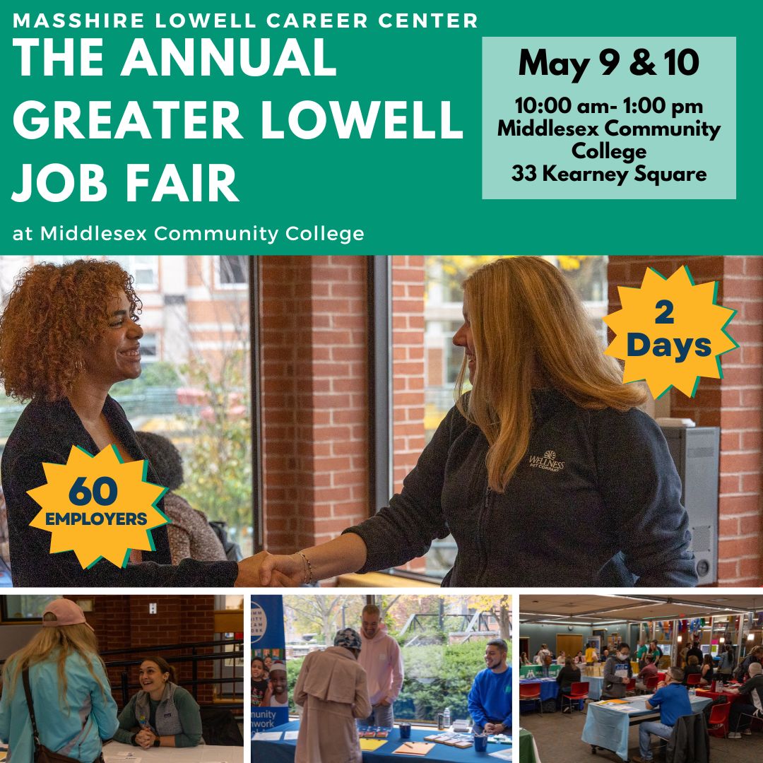The Annual Greater Lowell Job Fair|#MIddlesex County, MA | 05/09/2023 | 10:00 AM - 1:00 PM|

See flyer, register <a href="/Middlesex3/">Middlesex 3</a>

#JobFair #Onsite #Jobseekers