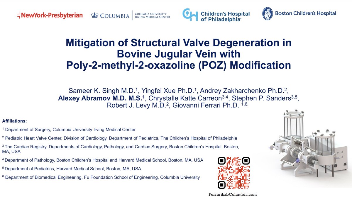 Giovanni Ferrari PhD (@ferrag02) on Twitter photo Heading to #AATS2023 ? Interested in #CHD and #Biomaterials? Don't miss <a href="/lab_ferrari/">FerrariLab @Columbia</a> 's: Mitigation of Structural Valve Degeneration in Bovine Jugular Vein with POZ Modification. Sat, May 6 <a href="/aabramov_md/">Alexey Abramov, MD MS</a> will present at the <a href="/AATSHQ/">AATS</a> C.Walton Lillehei Resident Forum <a href="/ColumbiaSurgery/">Columbia Surgery</a> Heading to #AATS2023 ? Interested in #CHD and #Biomaterials? Don't miss <a href="/lab_ferrari/">FerrariLab @Columbia</a> 's: Mitigation of Structural Valve Degeneration in Bovine Jugular Vein with POZ Modification. Sat, May 6 <a href="/aabramov_md/">Alexey Abramov, MD MS</a> will present at the <a href="/AATSHQ/">AATS</a> C.Walton Lillehei Resident Forum <a href="/ColumbiaSurgery/">Columbia Surgery</a>