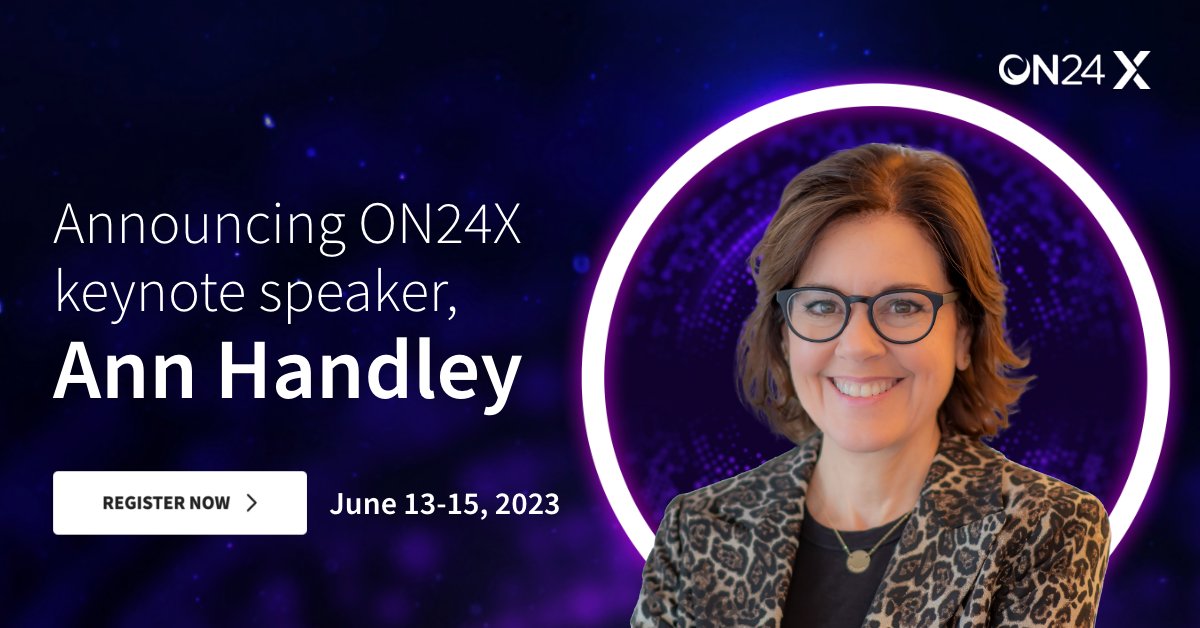 📣 Keynote announcement: Catch the one and only <a href="/annhandley/">Ann Handley</a> breaking down the impact of AI on #ContentMarketing and the evolving relationship between marketers and #AI at #ON24X 2023! 

bit.ly/3LVPtnD
