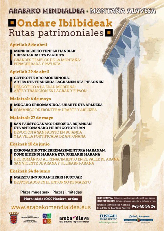 MendialdeaRadio's tweet photo. #Actividades para el fin de semana
Astebururako aktibibitateak
𝐬á𝐛𝐚𝐝𝐨-𝟔-𝐥𝐚𝐫𝐮𝐧𝐛𝐚𝐭𝐚
🎉 ‘Cruz del pañuelo’ - fiesta -#Maeztu
🏛 'Mugako erromanikoa: #Urarte eta #Arluzea' - ondare ibilbidea
🏌️♀️'Bautismo de golf' -#Urturi
🦜'Hegaztien kontzertua' - tailerra -#Korres https://t.co/19VXAF2aby