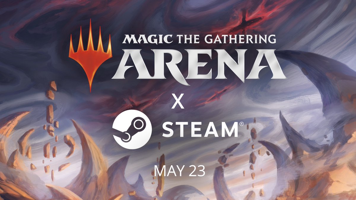 MTG_Arena's tweet photo. MTG Arena is coming to Steam on May 23rd! Visit the link below to get more info and add it to your wishlist. 

⚙️ https://t.co/3CKsK7iTSn ⚙️ https://t.co/hMAuI3oNzr
