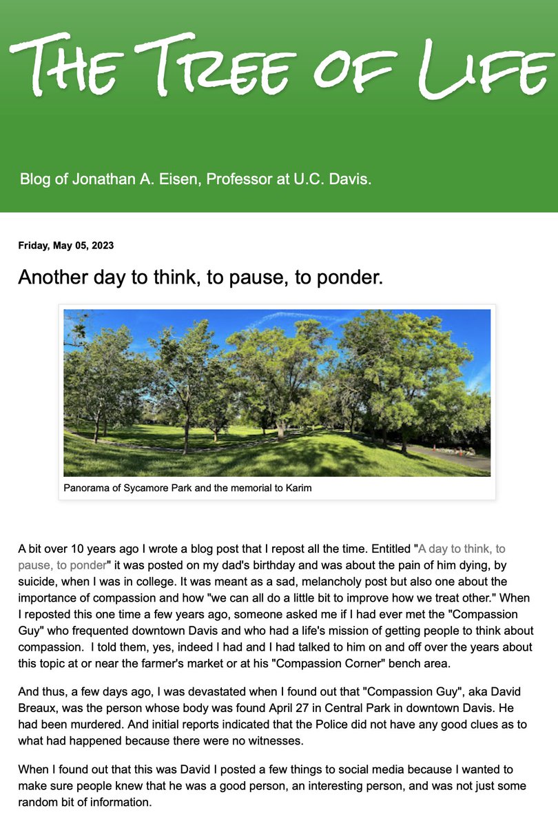 phylogenomics's tweet photo. I wrote a blog post the recent distressing events in #DavisCA and trying to turn the horror and devastation into something positive:  

Another day to think, to pause, to ponder.  https://t.co/41pZZBSTmH https://t.co/XQXSgxTb9E