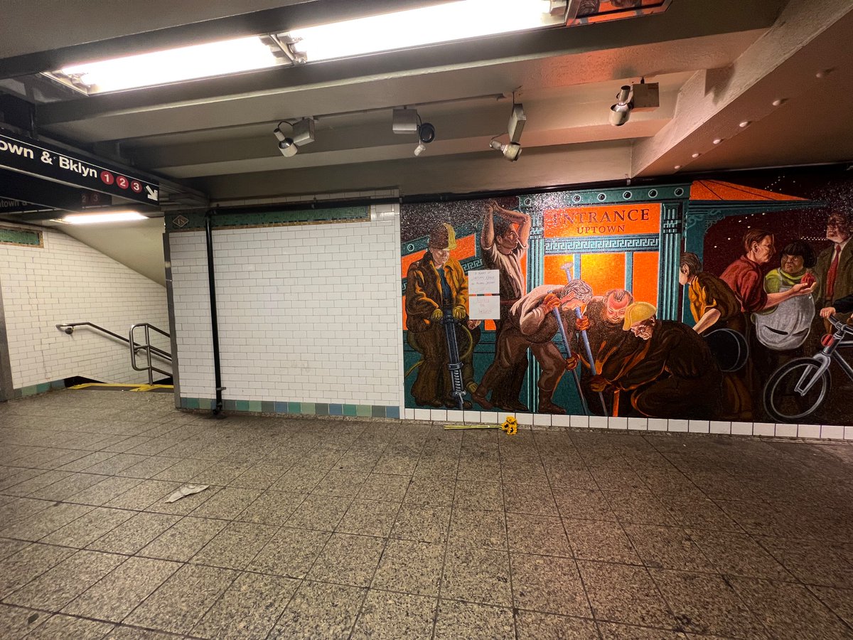 rikilynn's tweet photo. I started a little memorial where #jordanneely #JusticeForJordanNeely  used to perform in times sq. By 1,2,3 https://t.co/iNFDSZQOqc