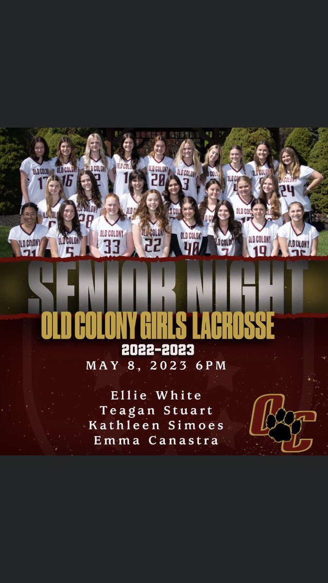 lacrosse_oc's tweet photo. ‼️Monday May 8th come out and support your Cougar girls lacrosse and honor our seniors vs South Shore 🥍‼️ https://t.co/kA7UZlbEAf