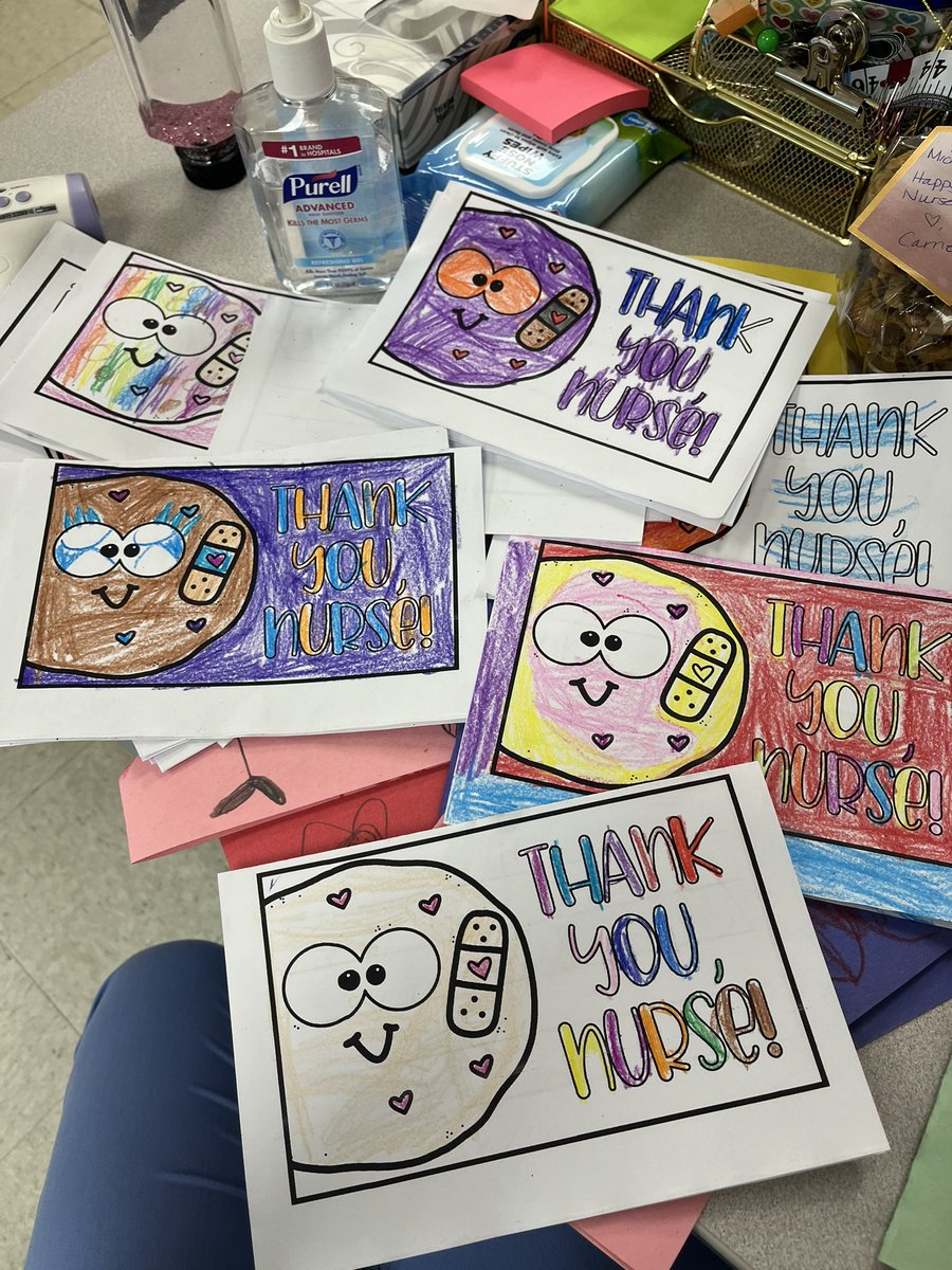 chellesxo's tweet photo. @ClaraBartonElem thanks for the treats and the wonderful cards for nurses day !! I’ve loved filling in for Nurse Becker 🥰 https://t.co/Yh3eaEZgUH